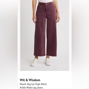 Wit & Wisdom Berry/Burgundy Ankle Wide Leg Jeans size 18 (14w)